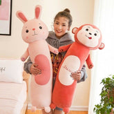 Cylindrical Cartoon Animal Pillow Rabbit Monkey Lazy Plush Toy Children Doll AN88