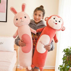 Cylindrical Cartoon Animal Pillow Rabbit Monkey Lazy Plush Toy Children Doll AN88