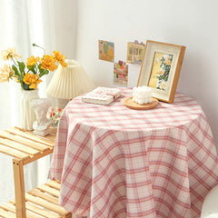 W&G Plaid Tablecloth 150cm Kawaii Student Dormitory Desk Mat Bedroom Japanese Girl Heart Simple Desktop Placemat Table Cloth
