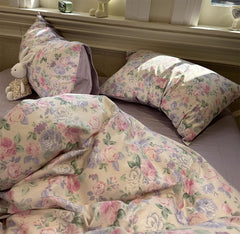 YICKYUE - Sweet purple pink flower bedding set,twin full queen king romantic floral cotton home textile bed sheet pillow case quilt cover