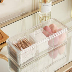 Cosmetic Storage Organizer Makeup Organizer Storage Box Cotton Swab Balls Box Dispenser Acrylic Storage Container Stackable