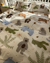 YICKYUE - Cute cartoon animal crocodile elephant bedding set,twin full queen king cotton home textile bed sheet pillow case quilt cover