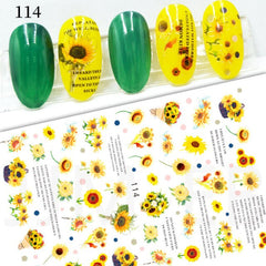 1PC Fall Leaves 3D Nail Stickers Autumn Geometrics Lines Leaf Decals Slider For Nails Halloween Chiristmas Nail Art Decoration