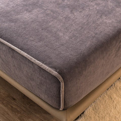 Simple Plain Home Bed Mattress Cover Soft Flannel All-inclusive Fitted Bed Sheet Full Queen Size Mattress Protector Sheet Cover