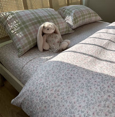 YICKYUE - Romantic pastoral flower beding set,twin full queen king green pink floral cotton home textile bed sheet pillow case quilt cover