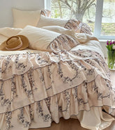 Yickyue - Fairyfair pastoral flower bedding set girl,full queen king elegant unusual ruffle home textile bed sheet pillow case quilt cover