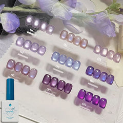 YICKYUE - 1/9PCS 2025 Gel Polish - Grape Purple Cat Eye & Ice-Clear Shine for Summer Mermaid Glow Nail Supplies