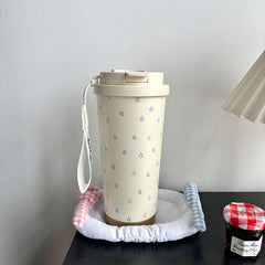 YICKYUE - Kawaii Star Thermal Water Bottle With Filter Straw Cute Coffee Tumbler Cups Stainless Steel Girl Thermos Cup For Hot Cold Drinks