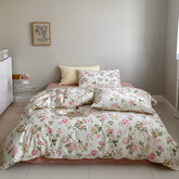 100% Cotton Vintage Floral Bedding Set Girls Quilt Cover Flowers Pattern Duvet Cover Set Bed Sheet Set Fitted Sheet Pillowcases