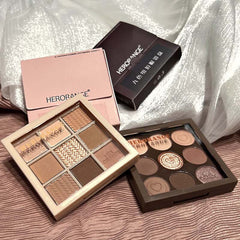 Yickyue Cute Knit and Button Eye Shadow 9-Color Palette Glitter Pearly Eyeshadow Palette Korean Charming Eyes Make Up Palette Maquiagem