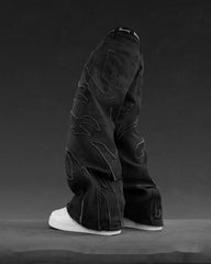 Hearujoy 90s Streetwear Streetwear Retro Harajuku Multi Pocket Blue Slouchy Gothic High Waist Wide Leg Trousers Men Women Baggy Jeans Y2K Pants Hip Hop