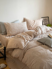 YICKYUE - ins three-dimensional cut flower washed cotton four-piece set simple light luxury fresh pure cotton quilt