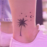 Waterproof Temporary Tattoo StickerCoconut Tree Starry Sky Moon Stars Design Body Art Fake Tattoo Flash Tattoo Ankle Female Male