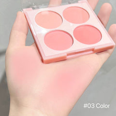 YICKYUE - 4 Colors Blush Shadow Palette Peach Mineral Face Blusher Rouge Cream Contour Eyeshadow Cheek Tint Pigment Korean Cosmetics