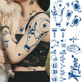 YICKYUE - 8pc/Lot Juice Tattoo Stickers Sexy Female Moon Heart Pattern Fake Tattoo on Waist Body Art Waterproof Temporary Tattoo Sticker