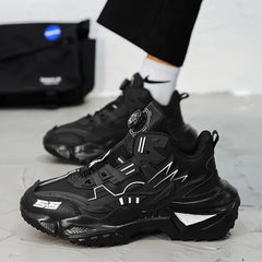 YICKYUE - Mech leather rotating buckle dad shoes, versatile and comfortable thick sole, shock-absorbing and anti slip, dad shoes for men