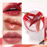 Yickyue Creative Pepper Shape Lip Gloss Lipstick Moisturizes Plumps Lips Ginger Root Oil Long Lasting Sexy Red Lip Makeup Tint Lipgloss