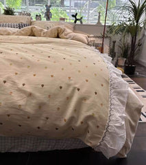 YICKYUE - Sweet lovely fairyfair strawberry bedding set 1.5 1.8,full queen elegant cotton home textile bed sheet pillow case quilt cover