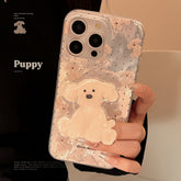 YICKYUE - halloween screensavers Niche Ins Doll Dog Bracket Phone Case Apple 15promax for Iphone13/16 Feather Yarn 14 Cute