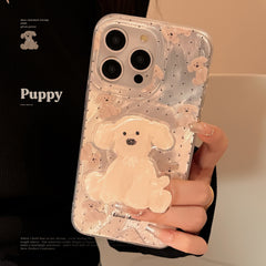 YICKYUE - halloween screensavers Niche Ins Doll Dog Bracket Phone Case Apple 15promax for Iphone13/16 Feather Yarn 14 Cute