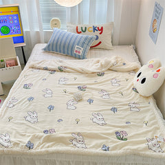 YICKYUE - Cartoon Lamb Fleece Office Nap Soft Shawl Blanket Warm Household Air Conditioning Sofa Cover Blanket All Seasons Universal