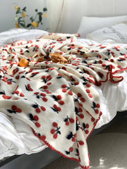 3D Cherry Strawberry Jacquard Wool Mixed Baby Blanket Sweet Baby Girl Swaddle Blanket Crib Beddings Newborn Receiving blanket