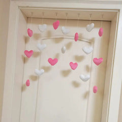YICKYUE Girls' Pink Heart Shaped Door Curtain Decor Tassel Curtain Divider String Girl Room Partiton Sweet Hanging Beaded Window Valance