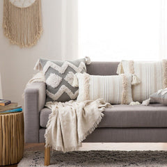 J Tassel Tufted Pillowcase Boho Style CushionCover 45x45cm/30x50cm Cushion Headboard Sofa Pillowcase Car Home Decoration