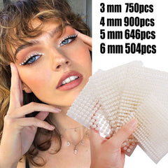 Yickyue 3mm/4mm/5mm/6mm 3D Pearl Face Jewels Eyeshadow Stickers Self Adhesive Face Body Eyebrow Diamond Nail Stickers Diamond Decoration
