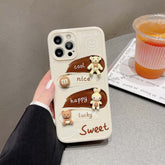 3D bear rabbit cartoon phone case for iphone xsmax 7 8 plus xr x 12 mini 11 pro max soft silicone cute label cover capa