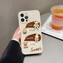 3D bear rabbit cartoon phone case for iphone xsmax 7 8 plus xr x 12 mini 11 pro max soft silicone cute label cover capa