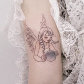 Waterproof Temporary Tattoo Sticker White-Haired Elf Angel Girl Design Body Art Fake Tattoo Flash Tattoo Arm Leg Female