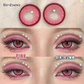 YICKYUE Pink Colored Contacts Lenses with Myopia Yearly Red Colorcon Cosplay Cosmetic Makeup Pupils Colorful Lens for Eyes