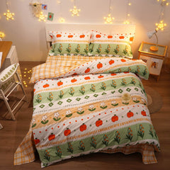 YanYangTian Pure cotton 4-piece set Contracted luxury Bed linen cotton double blanket cute bedding sheet quilt pillowcase