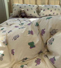 YICKYUE - Cute cartoon bear flower bedding set child kid teen,twin full queen lovely cotton home textile bed sheet pillow case quilt cover