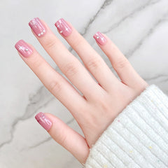 Shiny Glittler False Nails with glue Short Black Fake Nails Gold Sequins Patch Nails artificial nails Full tips faux ongle