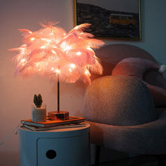 Yickyue LED Feather Light Fairy Table Lamp Adjustable Warm White Table Lamp Night Light For Home Decor Desktop