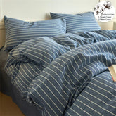 YICKYUE Luxury 100% Cotton Stripe 3-Piece Duvet Cover Set (1 Duvet Cover + 2 Pillowcases),Yarn-Dyed,Soft Bedding Set, Multiple Sizes