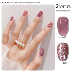 MAYCHAO 2PCS 5ml Pink Small Circular Tube Gel Nail Polish Summer Colorful Nail Lacquer Top Coat Soak Off UV Gel Art Nail Varnish