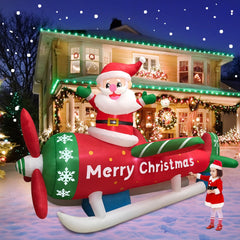 Yickyue Christmas Santa Claus Inflatable Decoration for Home Outdoor Xmas Elk Pulling Sleigh Decor Yard Garden Party Prop with LED Light