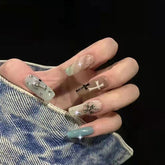 24pcs/box artifical nails fake Wearable nail tips Long Detachable press on nails Fake Nail Finished Nail Piece Sticker Ballet