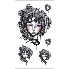 Yickyue Waterproof Butterfly Temporary Tattoos Sticker Lasting Sexy Face Animals Image Wrist Neck Body 3D Feather Black Fake Tatto 1PCS