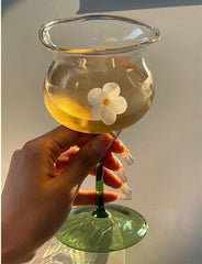 YICKYUE - Creative Transparent Glass Goblet, High Borosilicate Glass, Cute Fun Decoration, Simple Flower Glasses