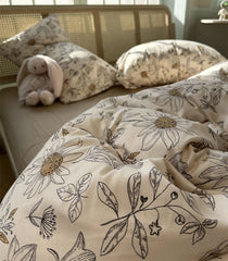 YICKYUE - Romantic vintage pastoral flower bedding set,twin full queen french floral cotton home textile bed sheet pillow case quilt cover