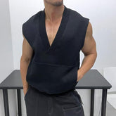 Hearujoy Oversized Men Vest Spring Autumn V-neck Sleeveless Sweatshirt Fashion Leisure Tank Top Fat Tshirts Coat Plus Size Suitable 150KG