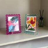 YICKYUE - Scalloped Acrylic Picture Frame Neon Magnetic Acrylic Tabletop Desk Frame Decoration Colored Modern Photo Frame for Home Office