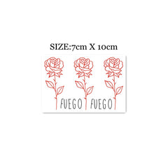 Waterproof Temporary Tattoo Sticker Red Line Rose English Alphabet Design Body Art Fake Tattoo Flash Tattoo Back of Hand Female