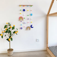 Rainbow Macrame Wall Haing With Pom Pom Photo Display Cute Wall Haing Boho Home Decor Picture Frames for Nursery Baby Kid Room
