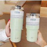 600/900ml Stainless Steel Thermos Bottle With Straw Thermal Coffee Mugs Travel Vacuum Tumbler For Tea Cold Drinks Car Ice Cup