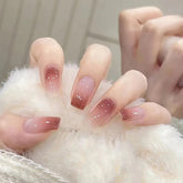 YICKYUE Gentle Ice Transparent Show White Wear Nail Finished Wholesale Simple Sweet Gradient Pure Desire Nail Patch Can Be Removed
